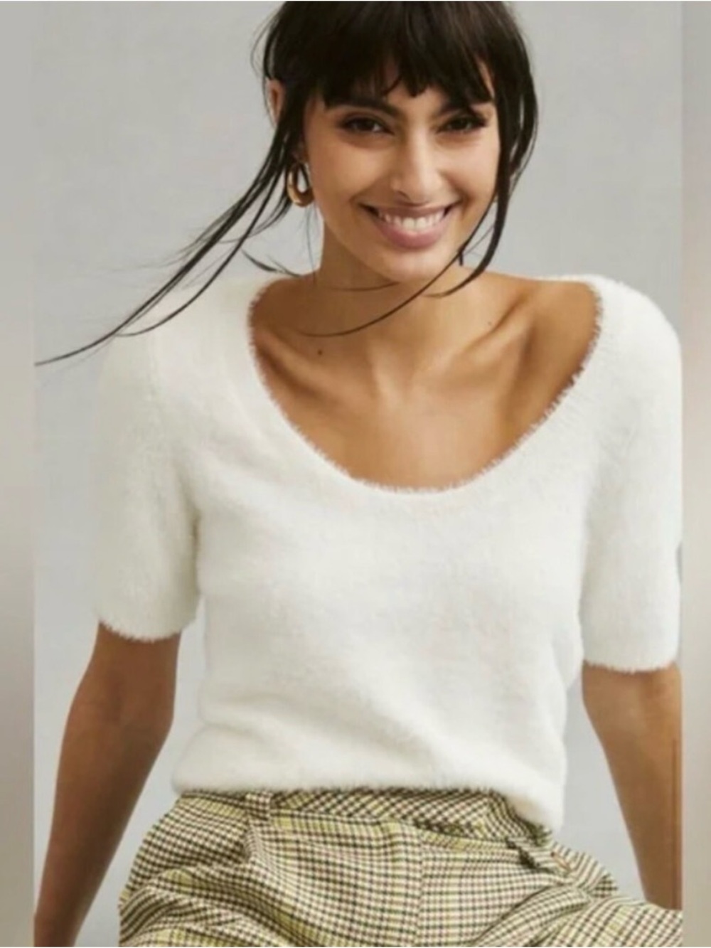 Maeve Cream Fuzzy Knit Top